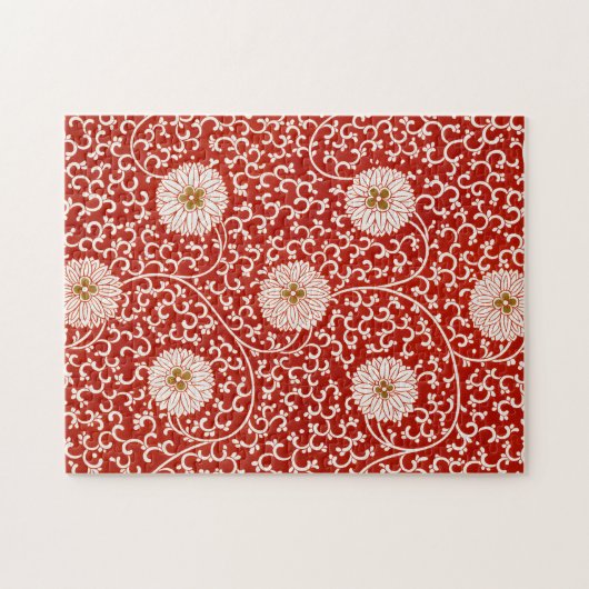 Verziertes klassisches Muster mit roter Blume Puzzle (Horizontal)