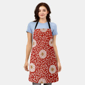 Verziertes klassisches Muster mit roter Blume Schürze (Getragen)