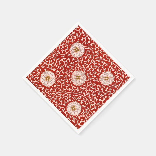 Verziertes klassisches Muster mit roter Blume Serviette (Ecke)