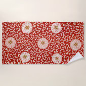 Verziertes klassisches Muster mit roter Blume Strandtuch (Vorderseite)