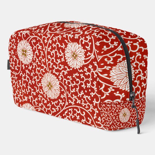 Verziertes klassisches Muster mit roter Blume Waschbeutel (Rechte Ecke)
