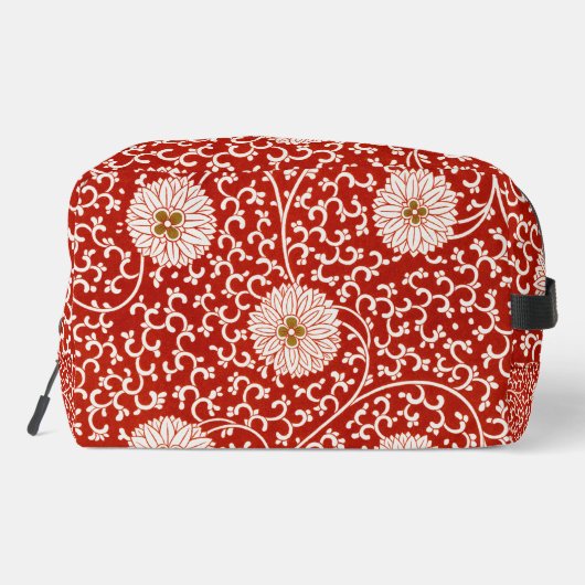 Verziertes klassisches Muster mit roter Blume Waschbeutel (Rückseite)