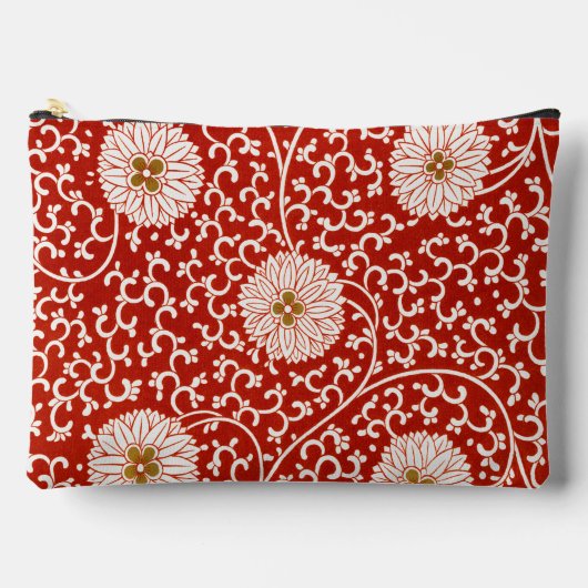 Verziertes klassisches Muster mit roter Blume Zubehörtasche (Vorderseite)