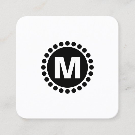 Verziertes Kreis-Stellen-Monogramm - Schwarzes Quadratische Visitenkarte (Vorderseite)