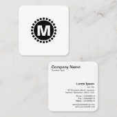 Verziertes Kreis-Stellen-Monogramm - Schwarzes Quadratische Visitenkarte (Vorne/Hinten)