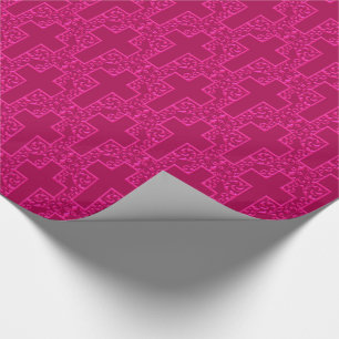 Verziertes Kreuz-11-Magenta-Pink Geschenkpapier