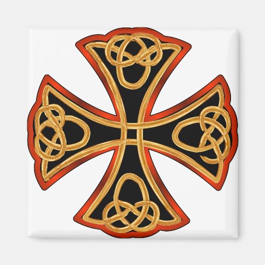 verziertes Kreuz mit Klammer Magnet (Vorne)