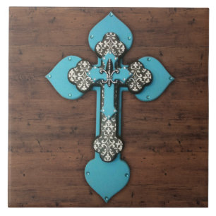 Verziertes Kreuz-Wandplakette Fliese