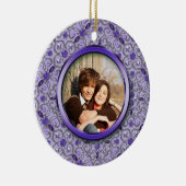Verziertes Lila Tanzanite Silver Foto Christmas Keramik Ornament (Rechts)