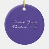 Verziertes Lila Tanzanite Silver Foto Christmas Keramik Ornament (Hinten)