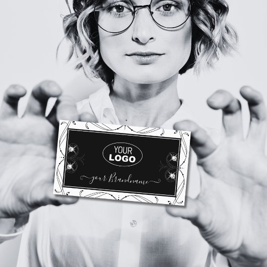 Verziertes Logo für schwarze und weiße schwarze Di Visitenkarte