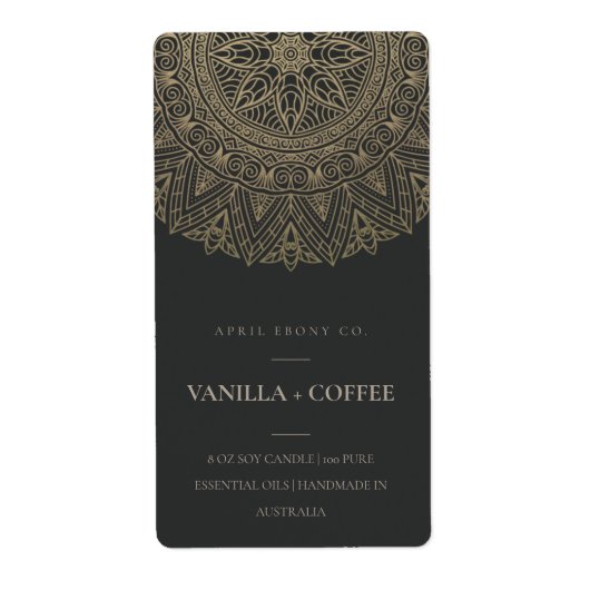 VERZIERTES MANDALA SILVER PALE GOLD BLACK CANDLE E (Vorne)