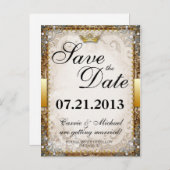 Verziertes Märchenbuch Hochzeit speichern Ankündigungspostkarte (Vorne/Hinten)