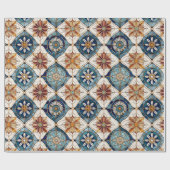 Verziertes marokkanisches Fliesenmuster#3 Blue Gol Geschenkpapier (Flach)