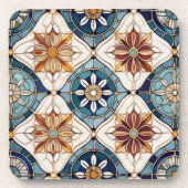 Verziertes marokkanisches Fliesenmuster#3 Blue Gol Getränkeuntersetzer (Vorderseite)