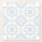 Verziertes marokkanisches Fliesenmuster#4 Blau-Wei Glasuntersetzer (Rückseite)