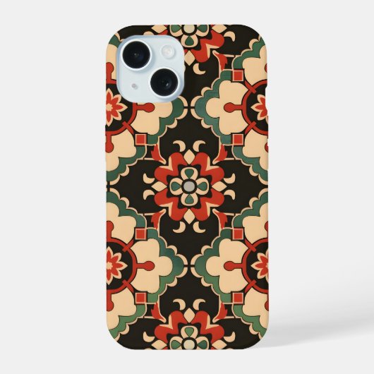 Verziertes Medallion-Muster iPhone 15 Hülle (Rückseite)