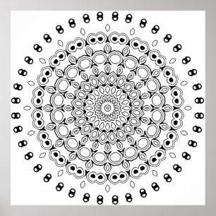 Verziertes mehrschichtiges Mandala mit Blatt- und Poster
