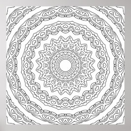 Verziertes mehrschichtiges Mandala mit gewelltem R Poster