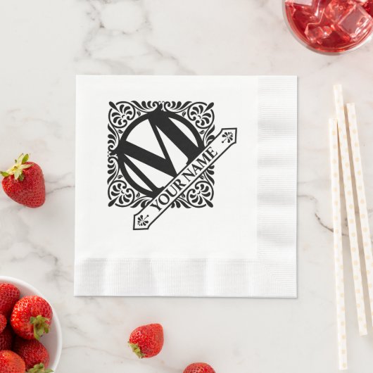 Verziertes Monogram Design Napkins Serviette (Beispiel)