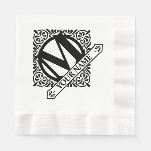 Verziertes Monogram Design Napkins Serviette (Vorderseite)