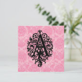 Verziertes Monogramm A Einladung (Stehend Vorderseite)