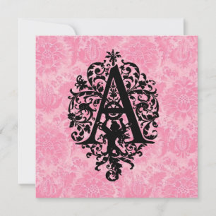 Verziertes Monogramm A Einladung