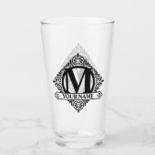 Verziertes Monogramm-Designglas Glas (Rückseite)