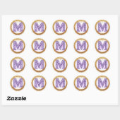 Verziertes Monogramm M Hochzeitsgeschenk Idee Runder Aufkleber (Blatt)