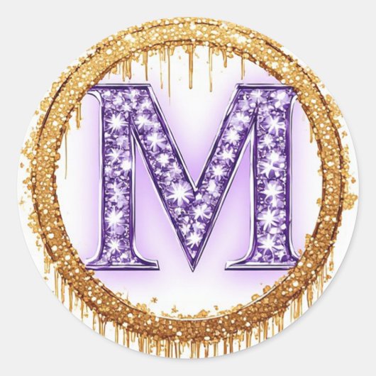 Verziertes Monogramm M Hochzeitsgeschenk Idee Runder Aufkleber (Vorderseite)