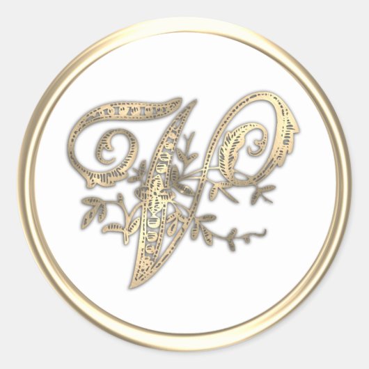 Verziertes Monogramm mit Gold und Farbe V Runder Aufkleber (Vorderseite)