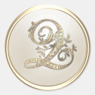 Verziertes Monogramm Q für Gold und Elfenbein Runder Aufkleber