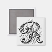Verziertes Monogramm "R" - Magnet (Vorderseite/Rückseite)
