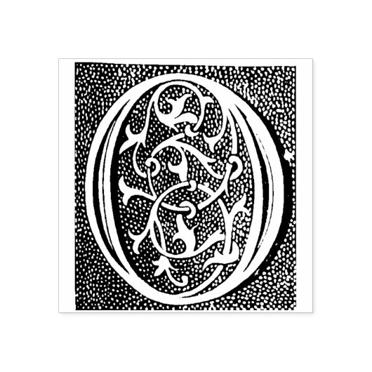 Verziertes Monogramm Vintager Anfangsbuchstabe O Gummistempel (Prägung)