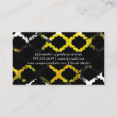 Verziertes Muster | Gelber Schwarzer Tinte Visitenkarte (Rückseite)