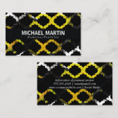 Verziertes Muster | Gelber Schwarzer Tinte Visitenkarte (Vorne/Hinten)
