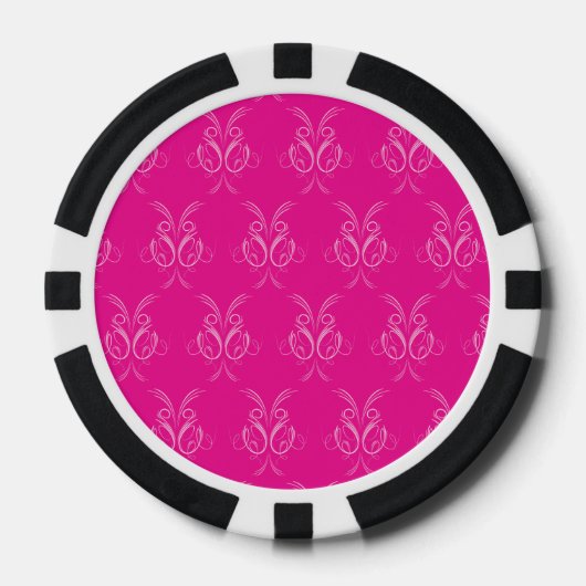 Verziertes Muster in heiß rosa Pokerchips (Vorderseite)