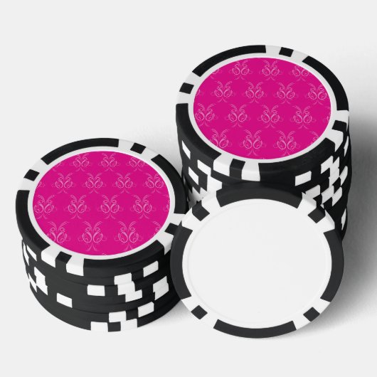 Verziertes Muster in heiß rosa Pokerchips (Stapel)