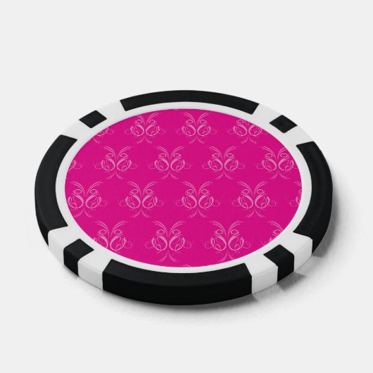 Verziertes Muster in heiß rosa Pokerchips (Einzeln)