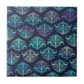 Verziertes Muster-- lila u. grüne Pfau-Farben Fliese (Vorderseite)