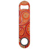 Verziertes Orange Paisley Muster Monogramm Speed Flaschenöffner (Rückseite)