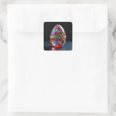 Verziertes Osterei Quadratischer Aufkleber (Tasche)