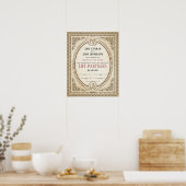 Verziertes Oval Border Frame Wedding Certificate Poster (Küche)