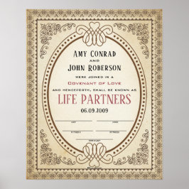 Verziertes Oval Border Frame Wedding Certificate Poster