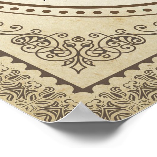 Verziertes Oval Border Frame Wedding Certificate Poster (Ecke)