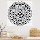 Verziertes oval Motiv Mandala Malvorlage Design Poster (Küche)