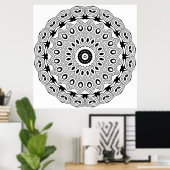 Verziertes oval Motiv Mandala Malvorlage Design Poster (Heimbüro)