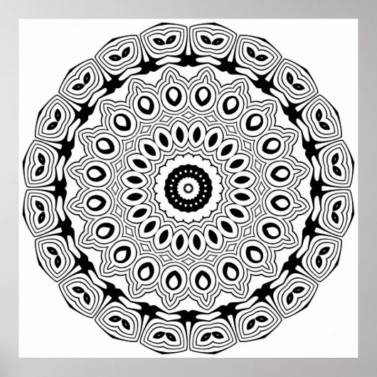 Verziertes oval Motiv Mandala Malvorlage Design Poster (Vorne)