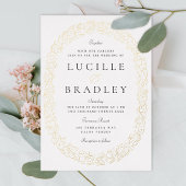 Verziertes Oval von Scrolling-Blätter Folieneinladung