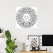 Verziertes ovales Medaillon-Mandala-Ringmuster Kun Poster (Heimbüro)